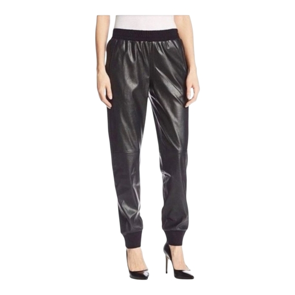 BCBGMaxAzria Pants - BCBGMaxAzria Black Faux Leather Joggers